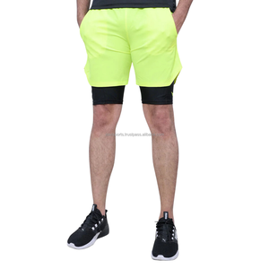 Shorts de sport pour hommes de haute qualité, respirants, pour l'entraînement, la course à pied, décontractés, teinture unie, polyester/coton, compression, séchage rapide - Product Image 1