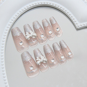 Ongles à presser en ABS personnalisés, design de luxe, réutilisables, vente en gros, faux ongles pour femmes avec colle, 24 pièces pour doigts - Product Image 4