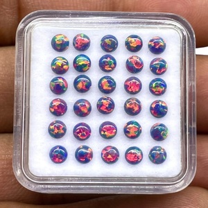 Opale australienne noire 3 mm, cabochon rond, pierres précieuses créées en laboratoire, opale en vrac, lot de pierres précieuses en gros pour la fabrication de bijoux - Product Image 4