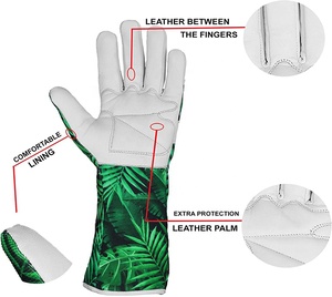 Vente en gros Gants en cuir PVC avec imprimé floral personnalisés taille XL imperméables résistants aux coupures pour les travaux de jardinage pour les dames et les enfants - Product Image 4