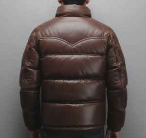 High performance genuine leather padded jacket crafted for winter comfort combining <b>thermal</b> insulation durability - Product Image 3