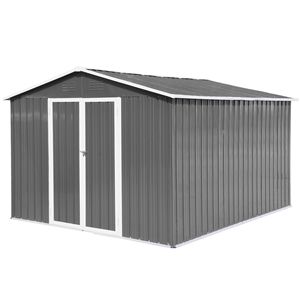 10X8 FT capannone di stoccaggio esterno in metallo grigio resistente alle intemperie porte chiuse a chiave per attrezzi da giardino Patio di stoccaggio del prato - Product Image 2