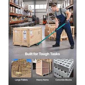 Carrello a leva in acciaio al carbonio con capacità di carico di 4 tonnellate, barra a leva da 56,5 pollici con ruote per pallet di grandi dimensioni, stile a scalpello - Product Image 6