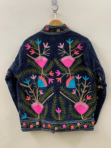 <b>Women</b> Handmade Suzani Embroidered <b>Velvet</b> Jacket Luxury Boho Winter <b>Coat</b> Traditional Ethnic Floral Short Outerwear - Product Image 3