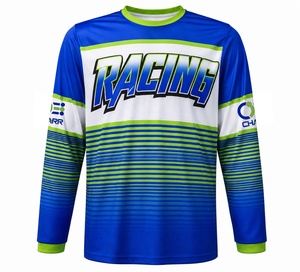 Camiseta de Motocross Personalizada de Manga Larga con Estampado Digital, Resistente al Viento, de Secado Rápido y Transpirable, 100% Poliéster - Product Image 1