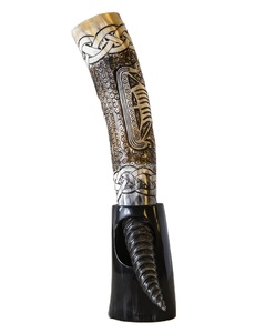 Top Selling New Carved Design Religious Viking Drinking Horn Logo Authentic Food Safe No Leaks Handmade Durable <b>Beer</b> - Product Image 3
