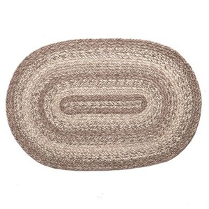 Oval Braided Jute Area <b>Rug</b> Solid Color Non Slip Flat Weave Thin Pile Bathroom Floor Mat Spot Clean - Product Image 1