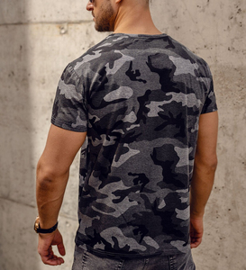 เสื้อยืดผู้ชายคอกลมแขนสั้น ผ้าฝ้าย 100% น้ำหนัก 180 กรัม สไตล์ทางการ พิมพ์ลายพราง ผสมเส้นใยสแปนเด็กซ์ - Product Image 3