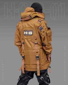 Men Tactical Techwear <b>Jacket</b> Urban Streetwear Multi-Pocket Utility Cargo Windbreaker Cyberpunk Functional Hooded Outerwear Coats - Product Image 5
