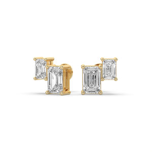 Boucles d'oreilles éthiques en diamant de laboratoire 1,90 carat taille émeraude, or 14 carats, légères, bijoux de mode uniques, vente en gros - Product Image 2