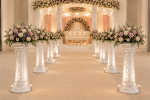 Tremendous Trio Pillar Mandap Nouvelle Arrivée Léger Taille Personnalisée Décoration de Mariage Indienne Hindoue de Luxe pour Intérieur en Fibre de Verre - Product Image 5