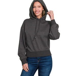 Street Wear Latest Design Custom Logo Oversized Crop <b>Top</b> Pullover Sweatshirt Cropped Hoody Women Crop <b>Top</b> Hoodies - Product Image 4