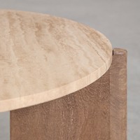Table de chevet ronde Vandana Arion Vesta Ø50 cm en pierre naturelle et bois de manguier Lavinia