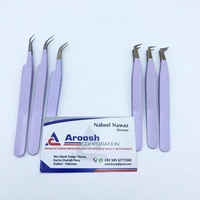 Pince à épiler professionnelle de haute qualité en acier inoxydable durable avec grip diamanté noir, logo personnalisé, pour extensions de cils, type J 45/90