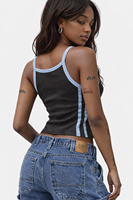 Top Corto Deportivo Personalizado para Mujer, Transpirable, de Verano, con Ribetes en Contraste, Ajustado, Estampado, sin Tirantes, con Logotipo Personalizado