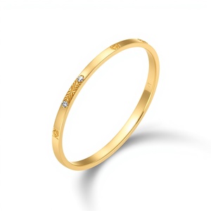 Modern Minimal 10K <b>Solid</b> <b>Gold</b> Open <b>Bangle</b> Bracelet with Emerald and White Gem Accents Fine Jewelry for Women - Product Image 2