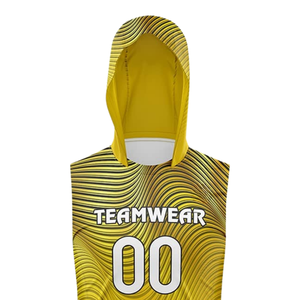 Maillot de football sans manches à capuche pour jeunes garçons 7v7, uniforme d'équipe personnalisé, impression sublimée à lignes ondulées, nom et numéro du joueur - Product Image 3