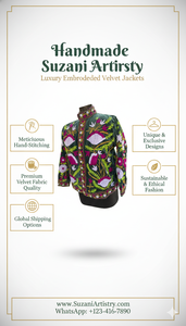 Chaqueta de Terciopelo con Bordado Suzani Hecho a Mano, Estilo Boho Étnico, Abrigo de Invierno para Mujer, Chaqueta de Fiesta Hippie con Estampado Floral Vintage - Product Image 6