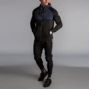 Survêtement à capuche pour homme, color-block, manches longues, fermeture éclair, poches latérales, coupe classique, style sportif, pour l'automne - Product Image 3
