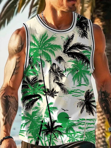 Professional Summer Daily Casual Men Tank Top Hawaiian Style Fish <b>Print</b> Men Tank Top <b>Seaside</b> Party Men Fash And Latest Design - Product Image 6