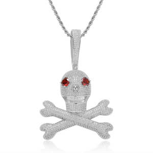 Nouvel Arrivage Collier Hip Hop en Moissanite avec Crâne à Yeux Rouges pour Hommes, Bijoux de Rappeur, Cadeau d'Halloween, Pendentif Hip Hop, Breloque Yeux Rouges - Product Image 6