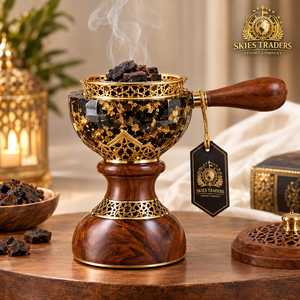 Brûleur d'encens en bois personnalisé, support en métal pour charbon et bakhoor, brûleur d'oud du Moyen-Orient, artisanat d'aromathérapie pour la décoration intérieure - Product Image 6