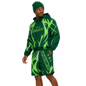 Conjunto Corto de Chaqueta Cortavientos y Pantalones Cortos para Hombre con Panel Reflectante Personalizado, Chaqueta Cortavientos con Capucha y Pantalones Cortos de Nailon - Product Image 4
