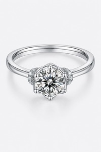 Anillo de Compromiso de Diamantes Redondos con Baño de Rodio en Oro de 14K de Calidad Premium con Engaste de Garras para Mujer, Aniversario de Bodas - Product Image 6