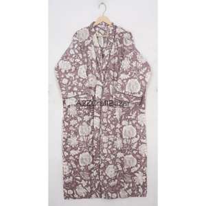 Bata Kimono 100% Algodón Transpirable para Mujer, Estampado Floral Sexy, Ropa de Noche Primavera/Verano/Invierno, Pareo de Playa, Ropa de Dormir con Logo - Product Image 1