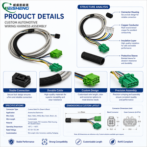 Harnais de câblage automobile personnalisé, conducteur en cuivre étamé, indice de protection IP67, vert, multipin, PTFE, électronique/ordinateur/maison - Product Image 3
