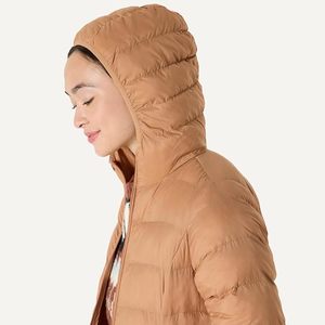 Tan <b>Long</b> Hooded <b>Puffer</b> Jacket Thick Zip Up Down <b>Coat</b> Winter <b>long</b> hooded <b>puffer</b> jacket - Product Image 5