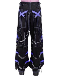 Men's Punk Style Harem <b>Pants</b> <b>Black</b> With Purple Chains Multiple Pockets High Waist Drawstring Closure Autumn Fashion - Product Image 2