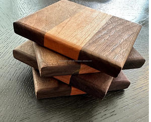 Sous-verre en bois noyer de la meilleure qualité de forme carrée Ensemble de 4 pièces Sous-verre en bois pour tasse à thé Personnaliser le logo Design carré à bas prix - Product Image 5