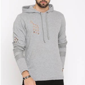 Sudadera con Capucha de Algodón Suave, Corte Holgado, Estilo Desgastado, con Efecto Desgastado y Rasgado - Product Image 1