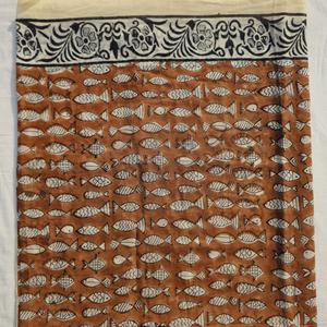 Hand Block Printed Cotton <b>Sarong</b> Hand Block Print Cotton <b>Sarong</b> Pareo Fish Print Beach Wrap Scarf Women Summer Swimwear Cover Up - Product Image 1