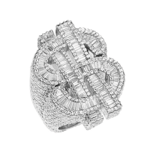 Prix de gros Bague pour homme style punk hip-hop avec signe du dollar en moissanite, plaqué or 14 carats, certifiée GRA, pour les amateurs d'argent - Product Image 6
