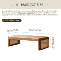 Ensemble de chaise de sol en bois massif et table basse en rotin de style Japandi Zen moderne, mobilier de méditation minimaliste pour la maison et le salon