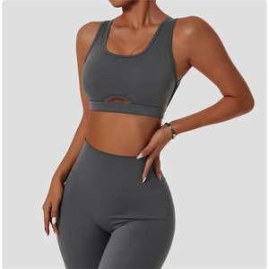 Soutien-gorge de sport pour femme, haute qualité, avec logo personnalisé, en tissu recyclé, pour yoga, gym et fitness, avec détails de couture au col, vêtements d'entraînement - Vente chaude - Product Image 3