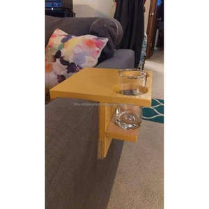 Bandejas de brazo de sofá de tendencia Bandejas de madera portátiles fáciles Vidrio Té Café Teléfono Notebook Pantalla de ordenador portátil Bandejas de sofá para sala de estar - Product Image 1