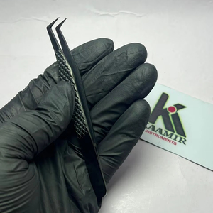 แหนบต่อขนตา Kaamir Premium Black Plasma Volume ป้องกันแม่เหล็ก ทำจากสแตนเลสสตีล ขนาด 12 มม. ปลายเรียบ สำหรับต่อขนตารัสเซียแบบวอลุ่ม - Product Image 5