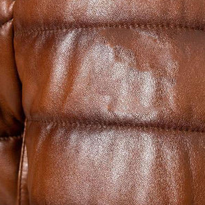<b>Men's</b> Brown PU <b>Leather</b> Puffer <b>Jacket</b> Stand Collar Zipper Closure Windproof Winter Casual Slim Fit Thick Polyester Wadding - Product Image 5
