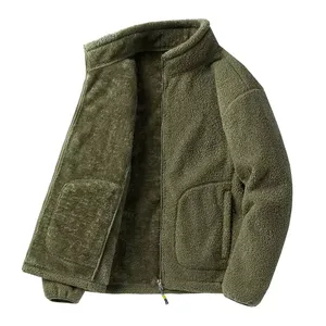 High Quality Bulk Custom Logo Stand Zipper Oversized Winter Polar <b>Sherpa</b> Sport Cycling Hunting Fleece <b>Jacket</b> for <b>Men</b> - Product Image 2
