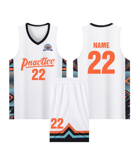 Ensemble d'uniformes de basketball pour l'entraînement, personnalisation de groupe, impression de numéros, écologique, 100 % polyester, respirant, séchage rapide - Product Image 6
