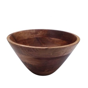 <b>Wooden</b> Round Serving Bowl With Base Natural <b>Colour</b> Salad and Fruit Bowl for Kitchen & Table Top Decorations - Product Image 5
