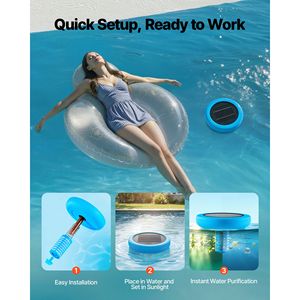 Ionizador Solar Flotante Automático para Piscinas de 45000 Galones, Purificador de Agua Redondo de Cobre sin Cloro, Aplicación para Piscinas - Product Image 6