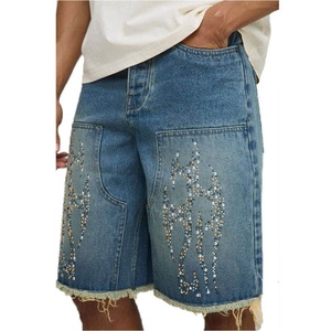 Men's Eco-Friendly Waterproof Quick Dry Mid Waist Light Wash Denim Shorts Straight Leg Casual Summer Cotton Jeans Style - Product Image 3