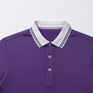 Polo Homme Manches Courtes Violet Tissu Oxford Uni Coupe Droite Décontracté – Grande Vente - Product Image 4