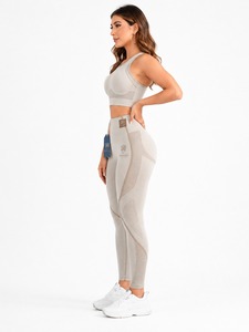 Custom Logo OEM ODM Low MOQ Factory Direct Sale <b>Crop</b> <b>Top</b> 2-Piece Set Eco-Friendly Breathable Quick Dry High Waist - Product Image 2