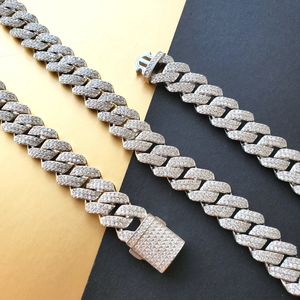 Men's <b>Silver</b> Plated Cubic Zirconia Link Chain <b>Choker</b> Necklace Hiphop Style Geometric Design Daily Wear Alloy Jewelry - Product Image 3