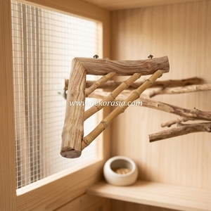Natural Liana Wood Bamboo Corner Bird Perch <b>Ladder</b> Platform <b>Small</b> Medium Birds Pet Cage Accessories Stand Wholesale Dekor Asia - Product Image 6